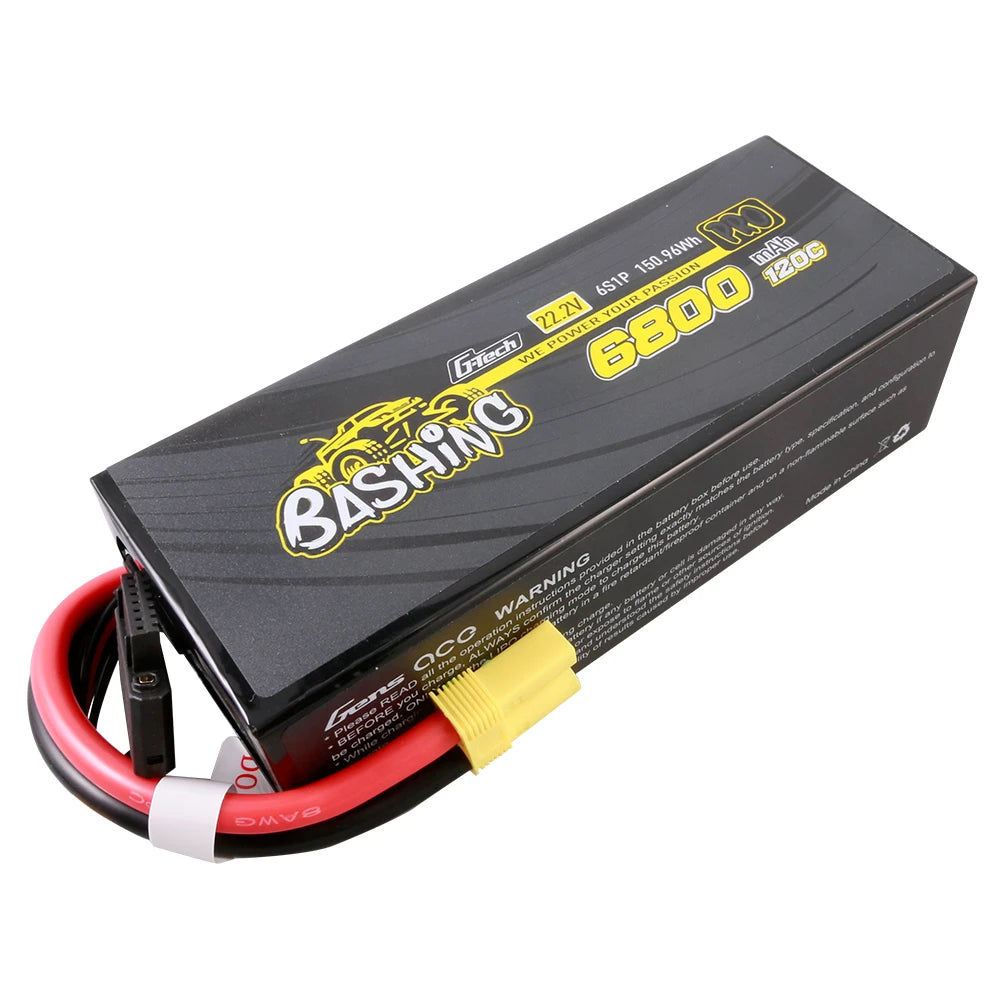 Gens ace 6800mAh 6S 120C 22.2V Lipo Battery | Hardcase | EC5 Plug | Bashing Pro