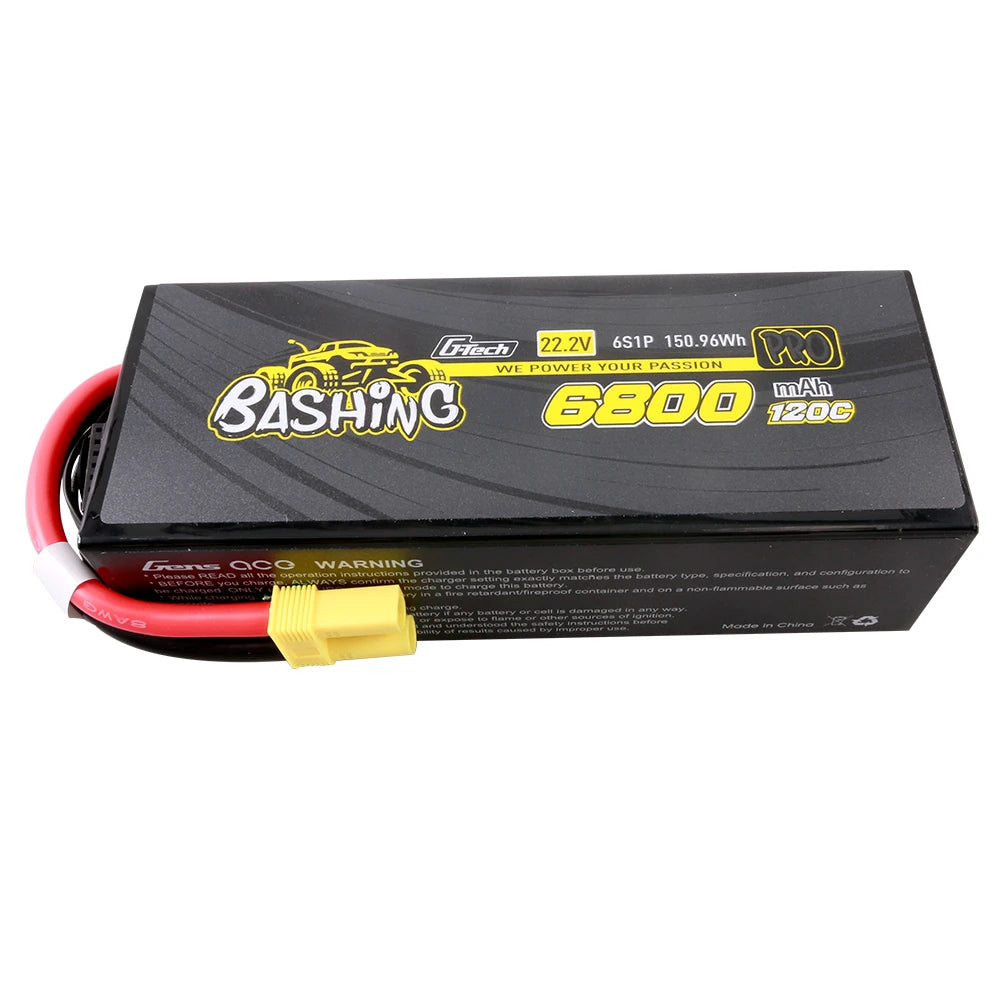 Gens ace 6800mAh 6S 120C 22.2V Lipo Battery | Hardcase | EC5 Plug | Bashing Pro
