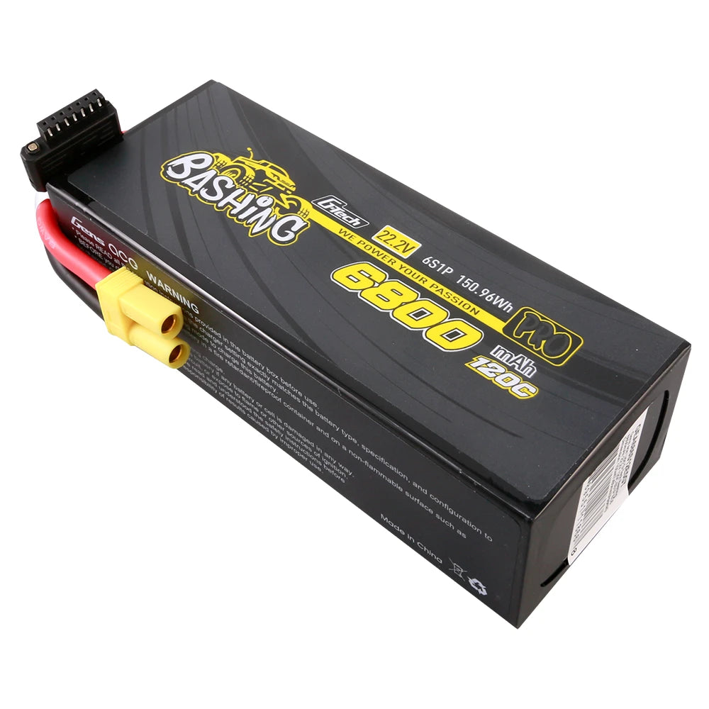 Gens ace 6800mAh 6S 120C 22.2V Lipo Battery | Hardcase | EC5 Plug | Bashing Pro