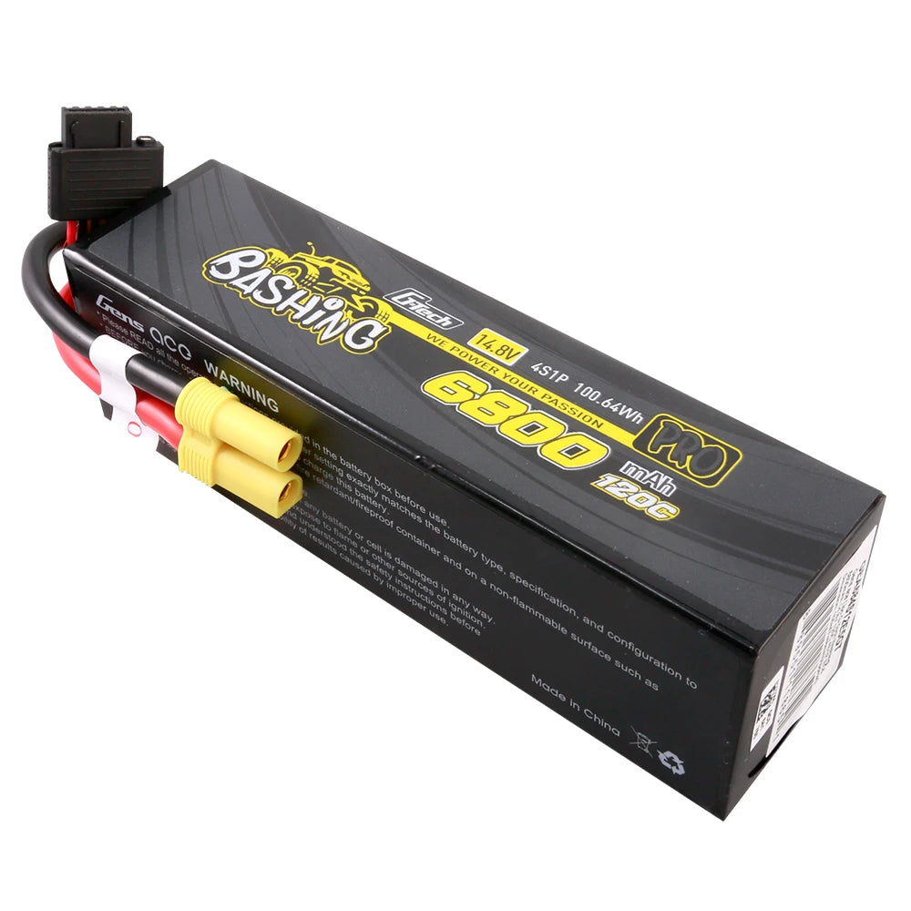 Gens ace 6800mAh 4S 120C 14.8V Lipo Battery | Hardcase | EC5 Plug | Bashing Pro