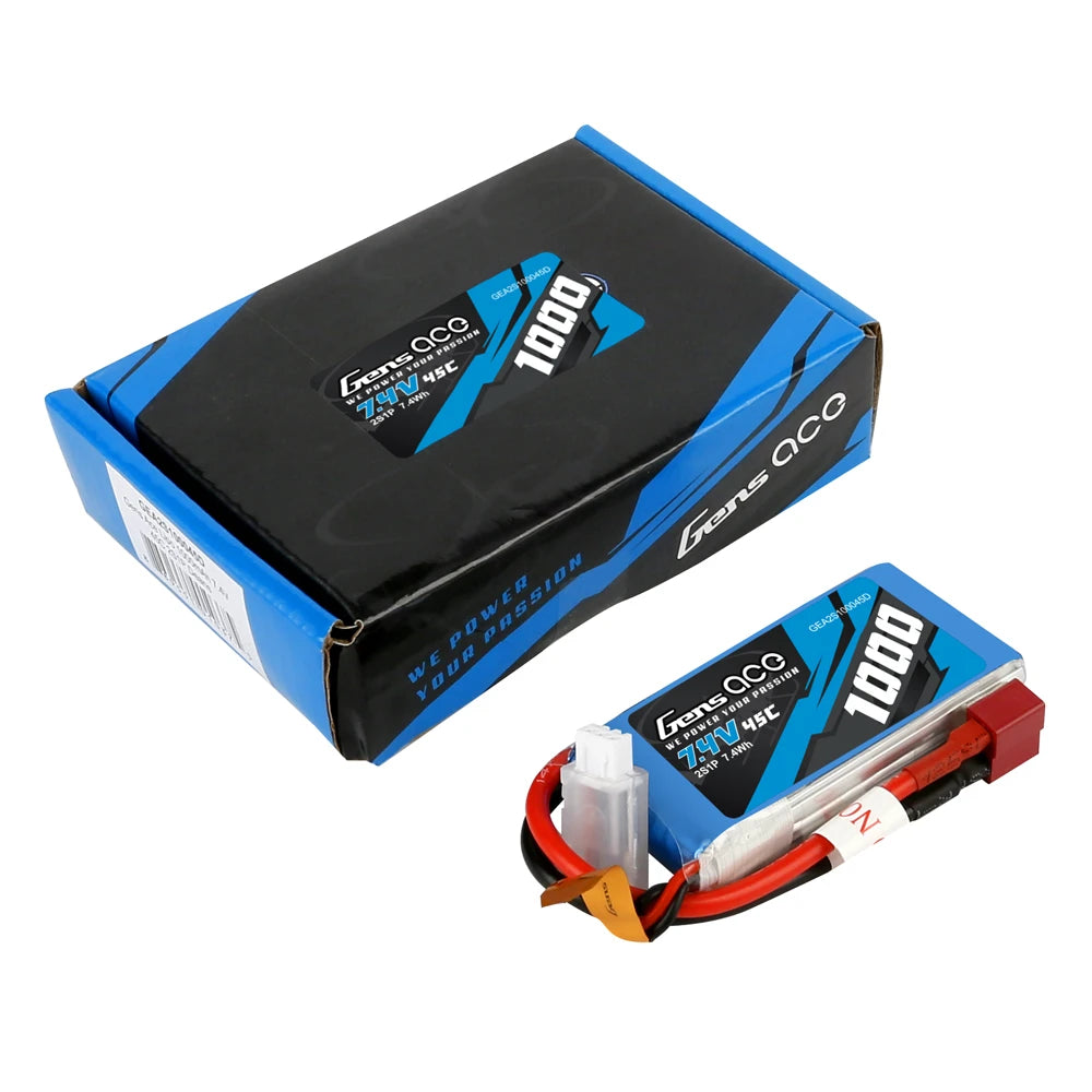 Gens ace 1000mAh 2S 45C 7.4V Lipo Battery | Deans Plug | Air Classic (Non-G-Tech)