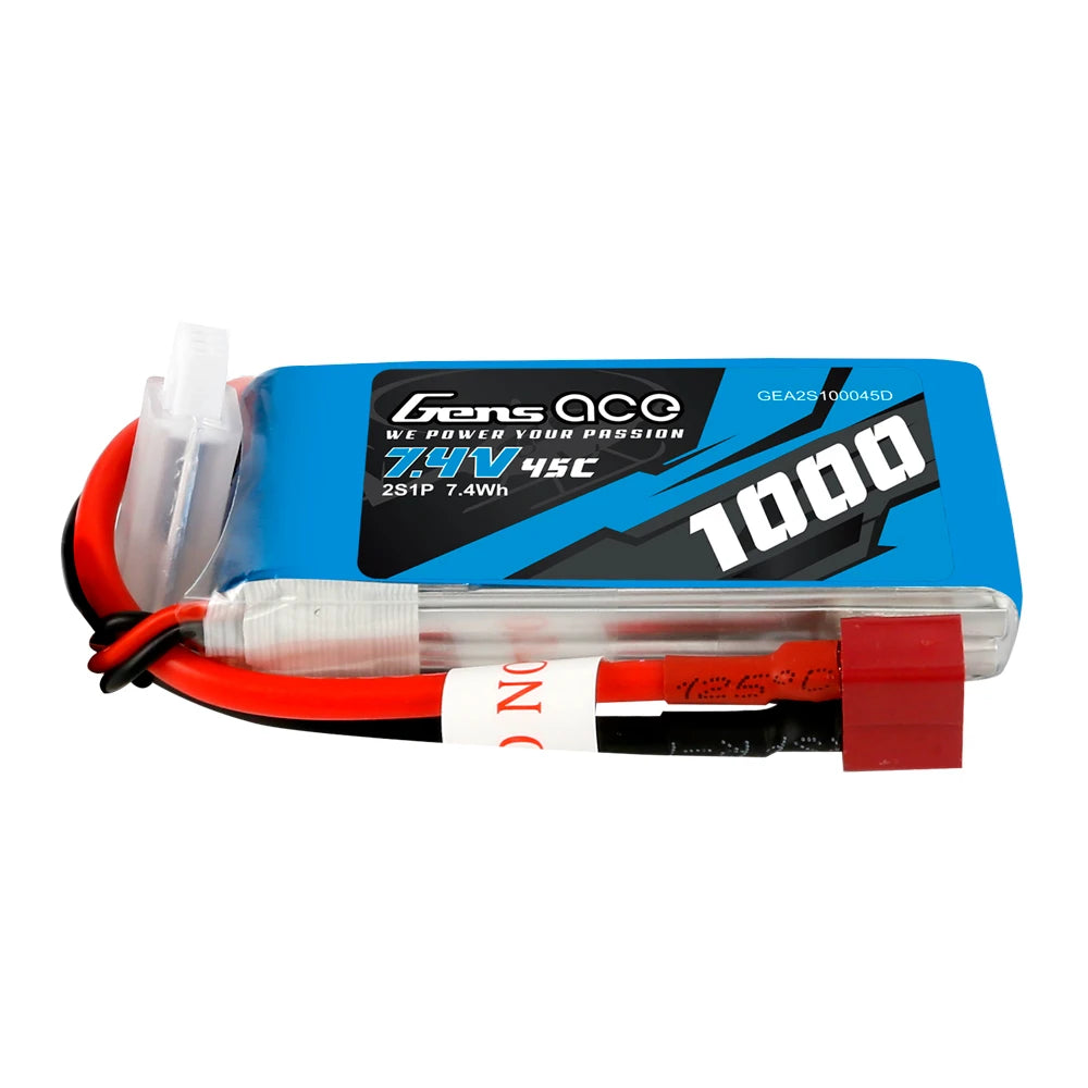 Gens ace 1000mAh 2S 45C 7.4V Lipo Battery | Deans Plug | Air Classic (Non-G-Tech)