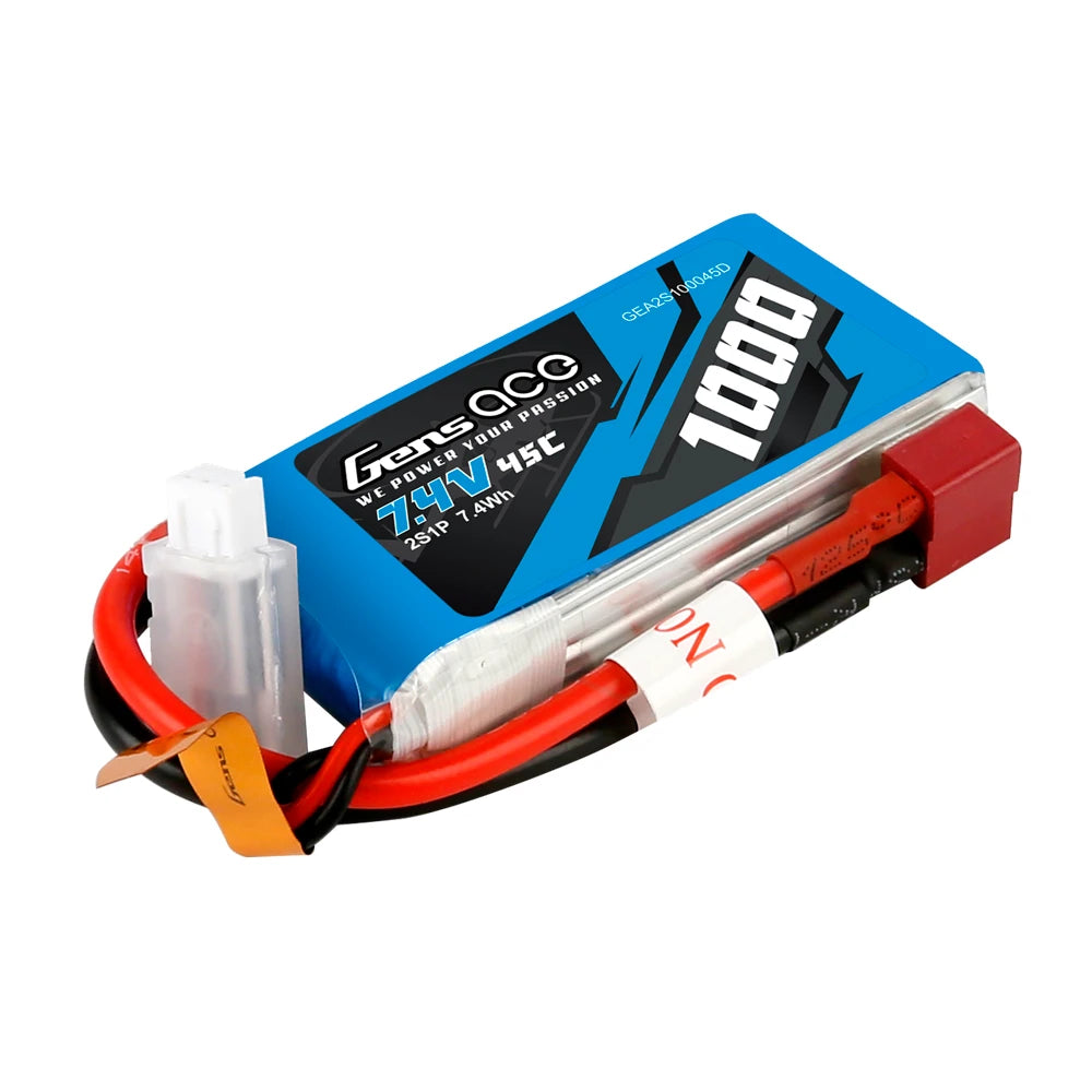 Gens ace 1000mAh 2S 45C 7.4V Lipo Battery | Deans Plug | Air Classic (Non-G-Tech)