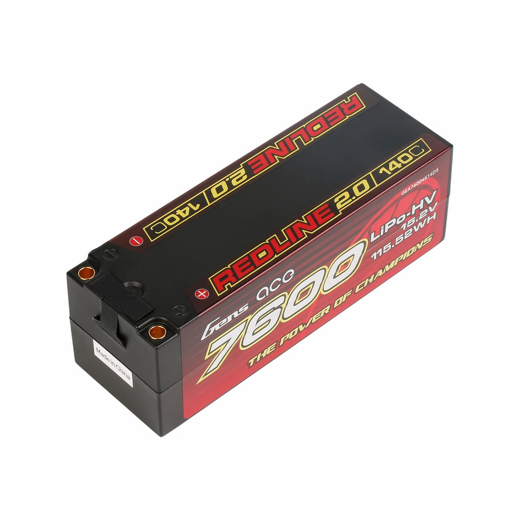 Gens ace 7600mAh 4S 140C 15.2V(HV) Lipo Battery | 5.0mm bullet | Redline 2.0
