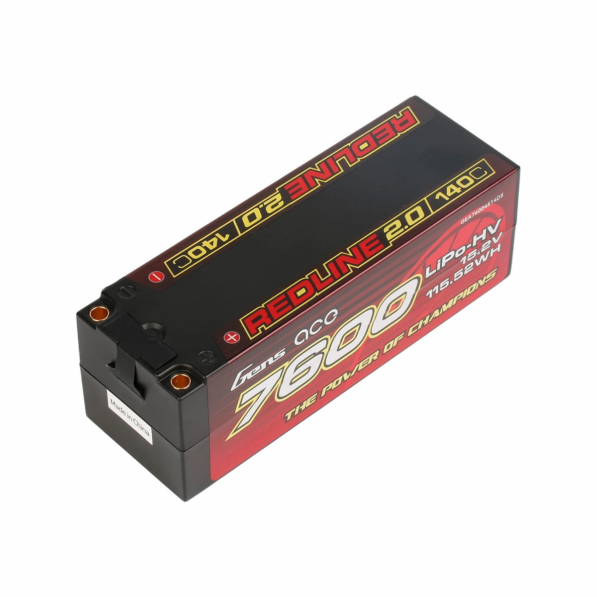 Gens ace 7600mAh 4S 140C 15.2V(HV) Lipo Battery | 5.0mm bullet | Redline 2.0