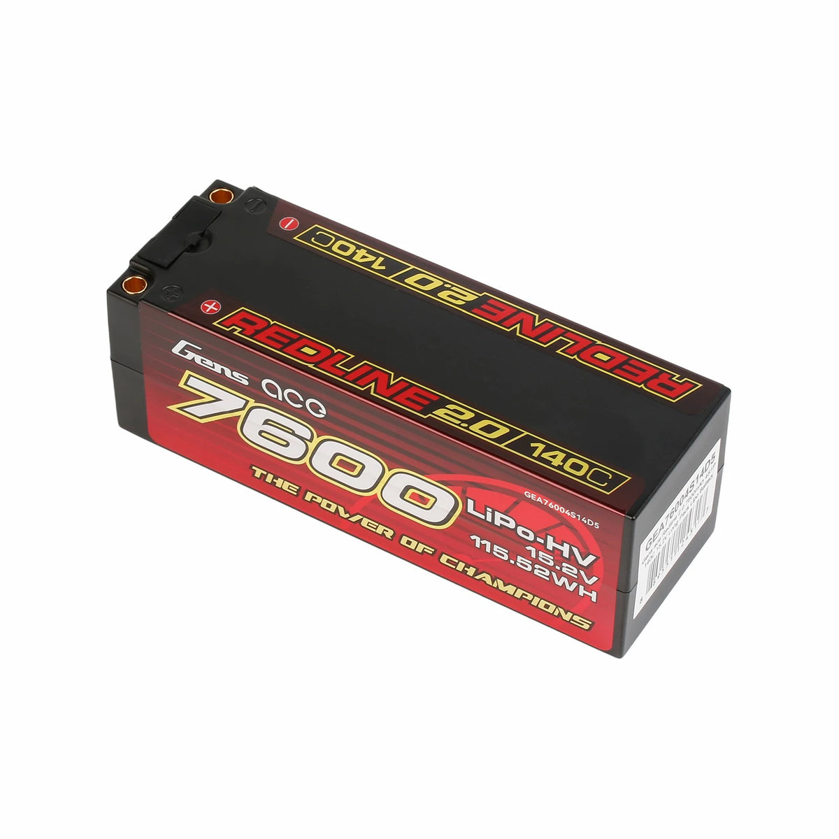 Gens ace 7600mAh 4S 140C 15.2V(HV) Lipo Battery | 5.0mm bullet | Redline 2.0