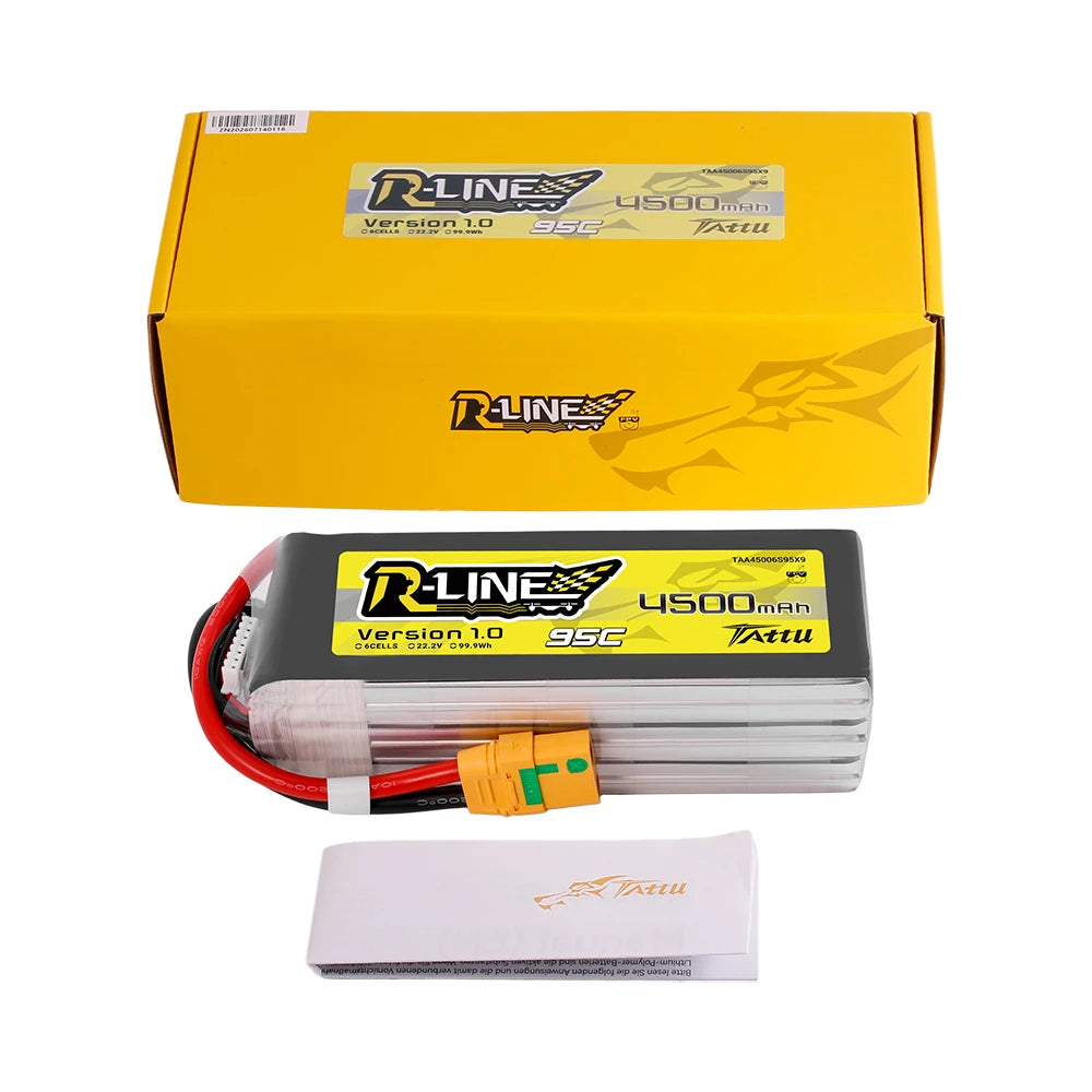 Tattu 4500mAh 6S 95C 22.2V Lipo Battery | XT90 Plug | R-Line 1.0