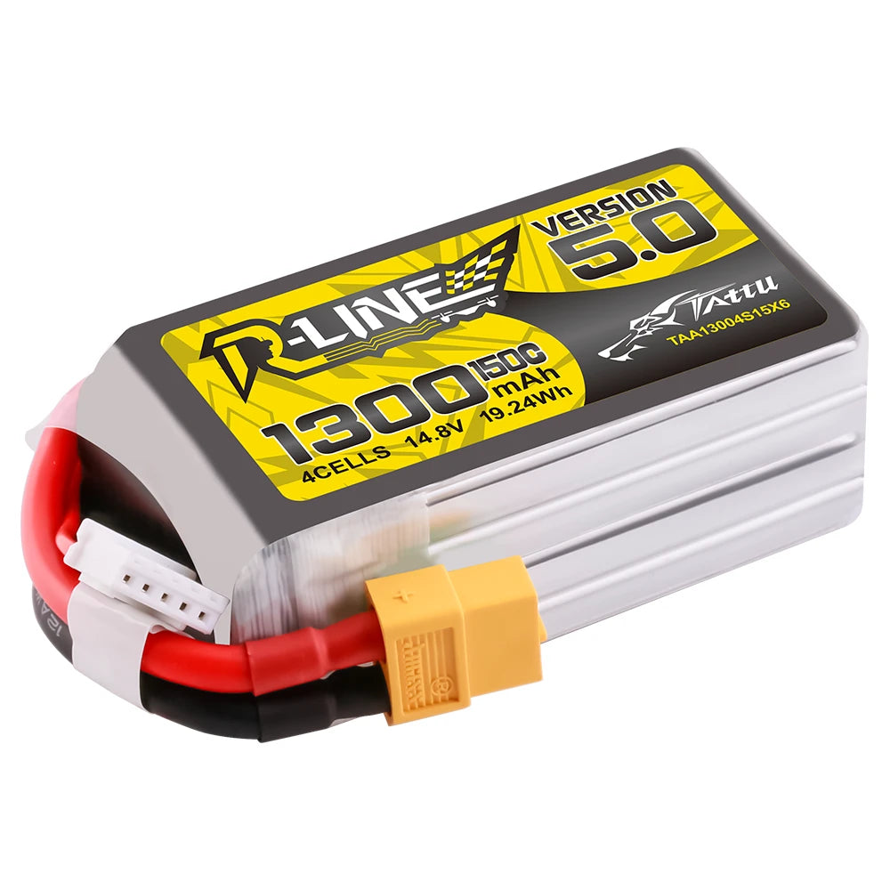 Tattu 1300mAh 4S 150C 14.8V Lipo Battery | XT60 Plug | R-Line 5.0