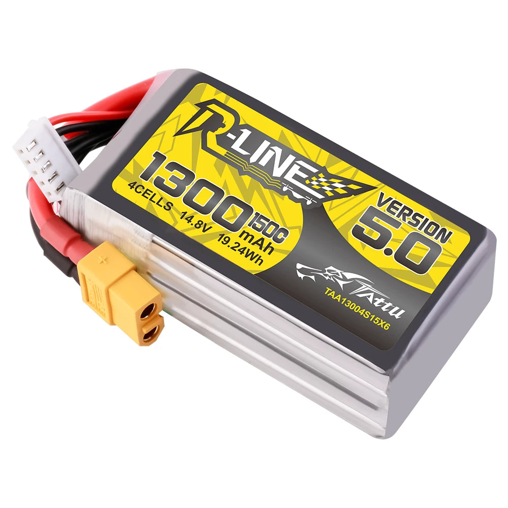 Tattu 1300mAh 4S 150C 14.8V Lipo Battery | XT60 Plug | R-Line 5.0