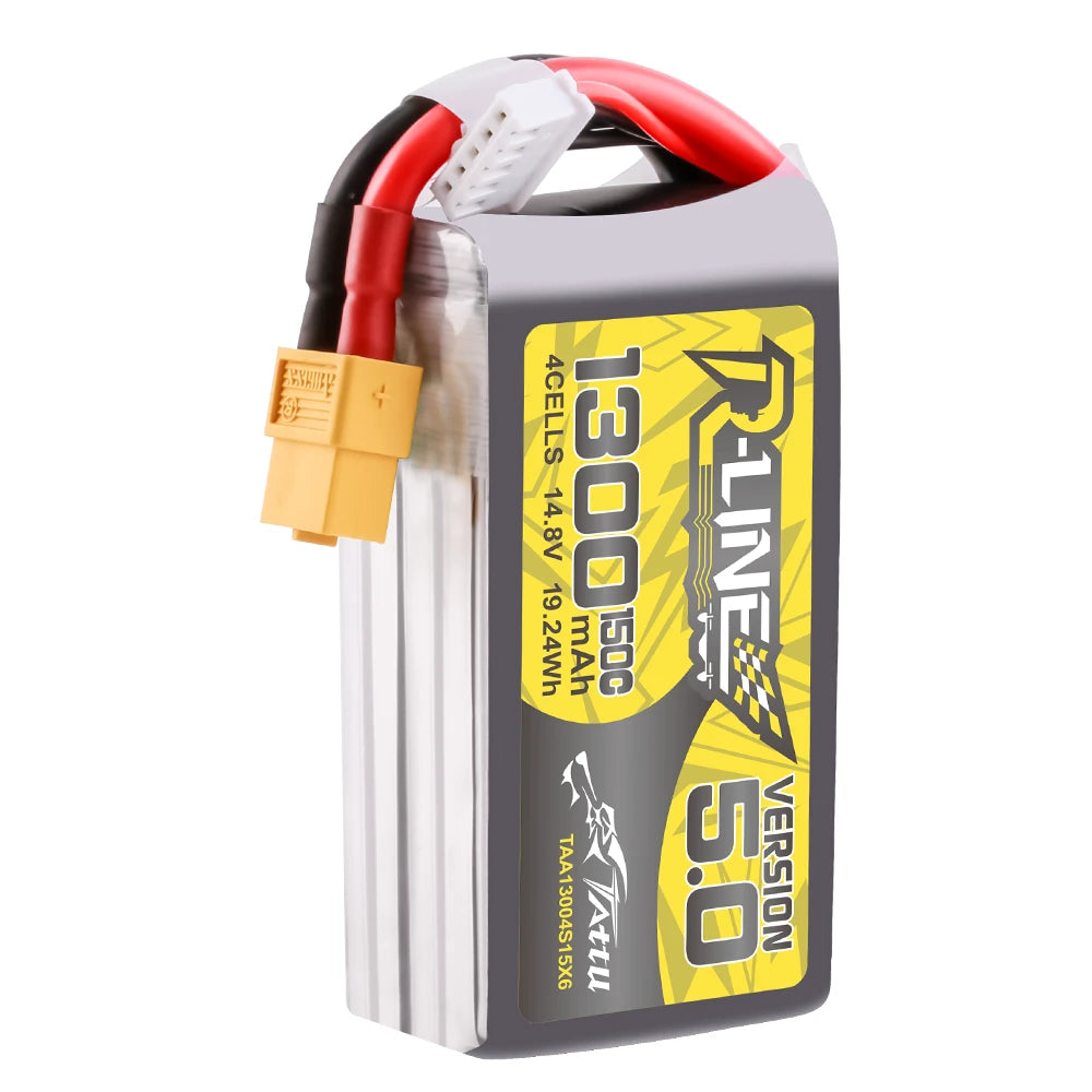 Tattu 1300mAh 4S 150C 14.8V Lipo Battery | XT60 Plug | R-Line 5.0