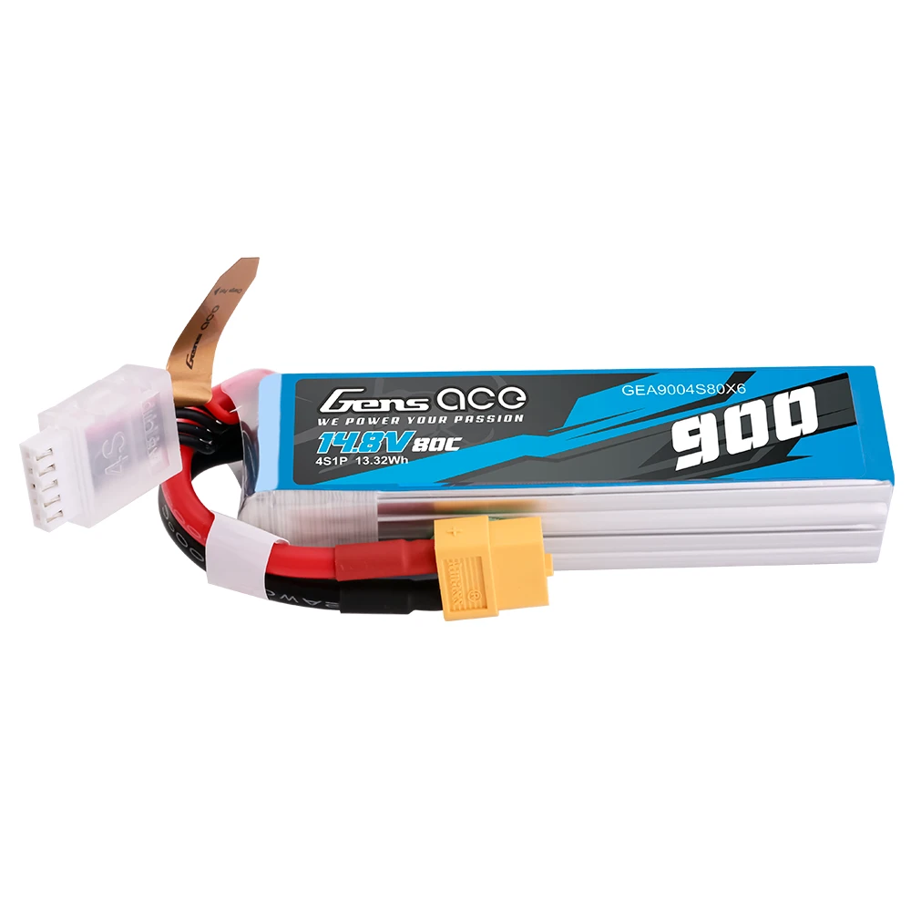 Gens ace 900mAh 4S 80C 14.8V Lipo Battery | XT60 Plug | Air Classic (Non-G-Tech)