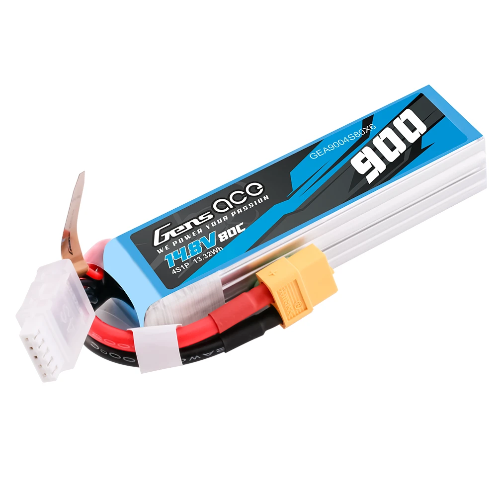 Gens ace 900mAh 4S 80C 14.8V Lipo Battery | XT60 Plug | Air Classic (Non-G-Tech)
