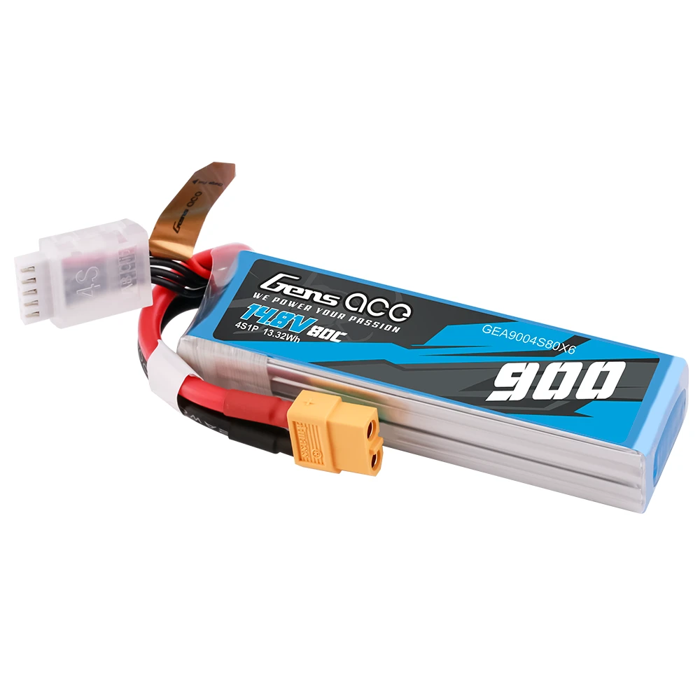 Gens ace 900mAh 4S 80C 14.8V Lipo Battery | XT60 Plug | Air Classic (Non-G-Tech)