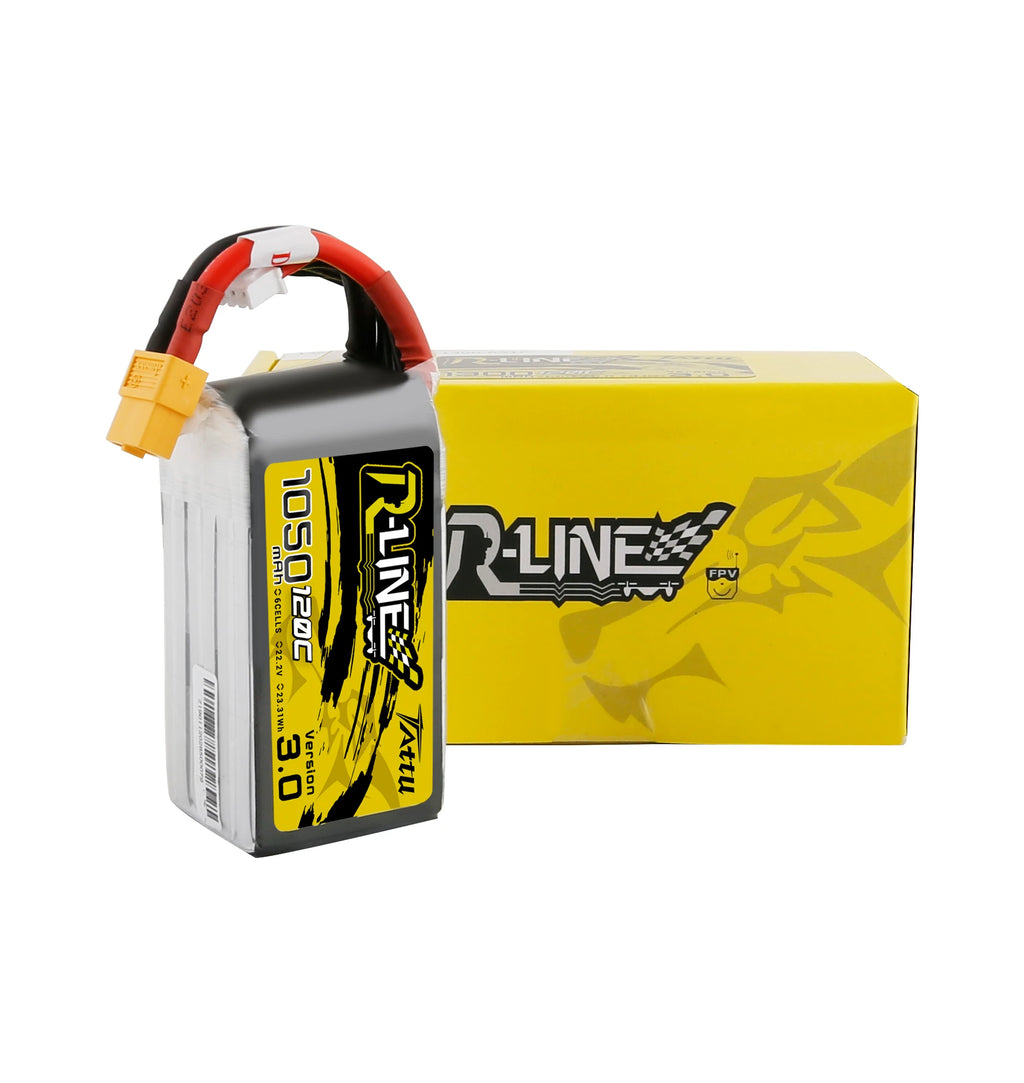 Tattu 1050mAh 6S 120C 22.2V Lipo Battery | XT60 Plug | R-Line 3.0