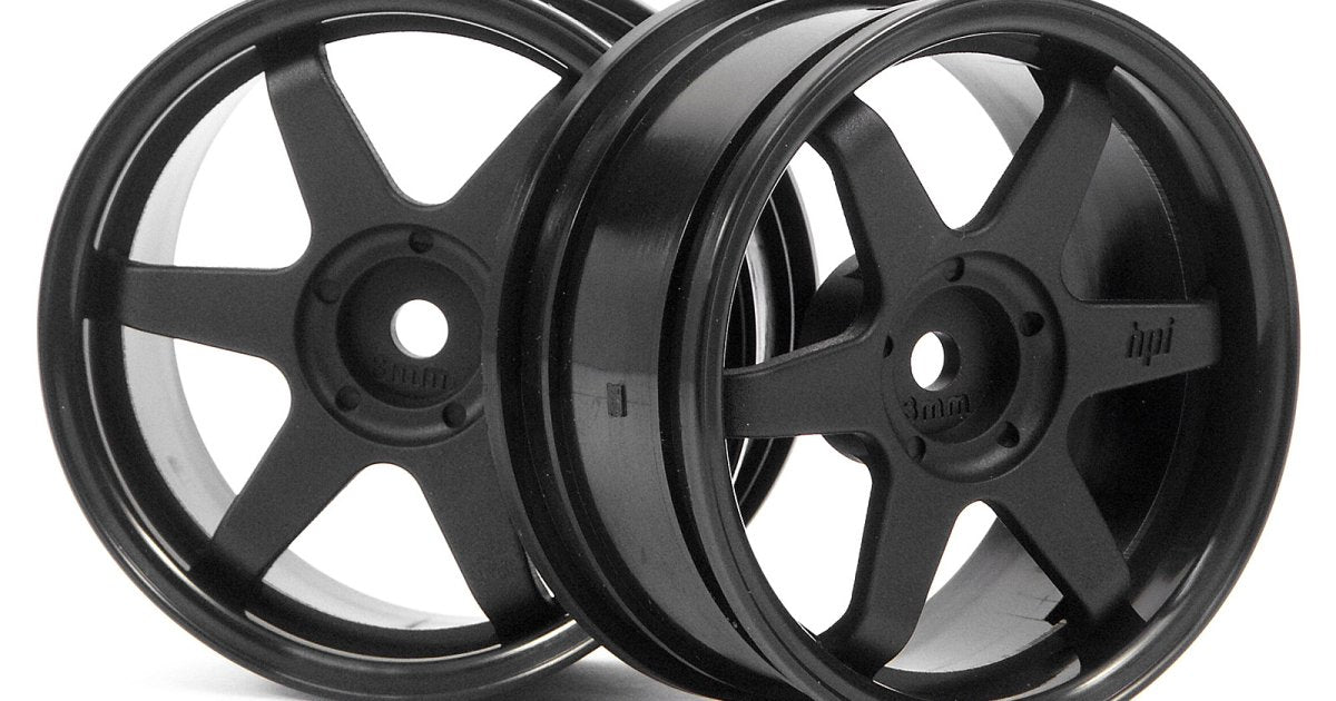TE37 Wheels, 26mm-3mm Offset, Black, Fits 26mm Tire - Model HPI3841 - HPI Racing