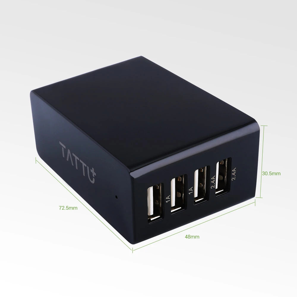 Tattu 34W 4 Ports USB AC Adapter 6.8A Wall Charger for iPhone, iPad, Samsung, Smartphones and Tablets