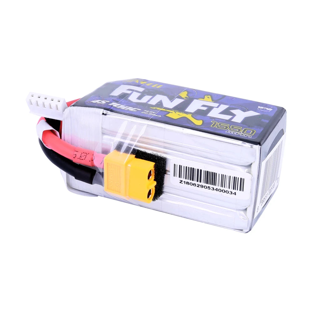 Tattu 1550mAh 4S 100C 14.8V Lipo Battery | XT60 Plug | FunFly