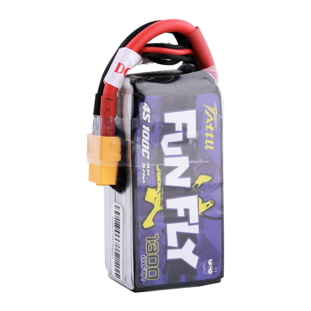 Tattu 1300mAh 4S 100C 14.8V Lipo Battery | XT60 Plug | FunFly