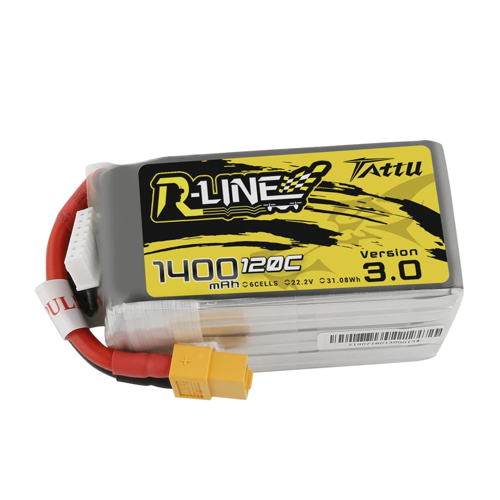 Tattu 1400mAh 6S 120C 22.2V Lipo Battery | XT60 Plug | R-Line 3.0