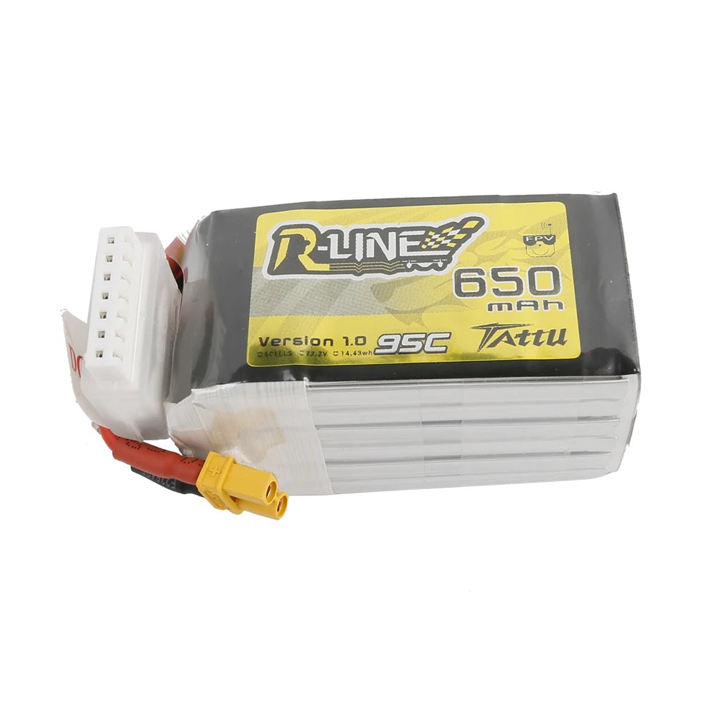 Tattu 650mAh 6S 95C 22.2V Lipo Battery | XT30 Plug | R-Line 1.0