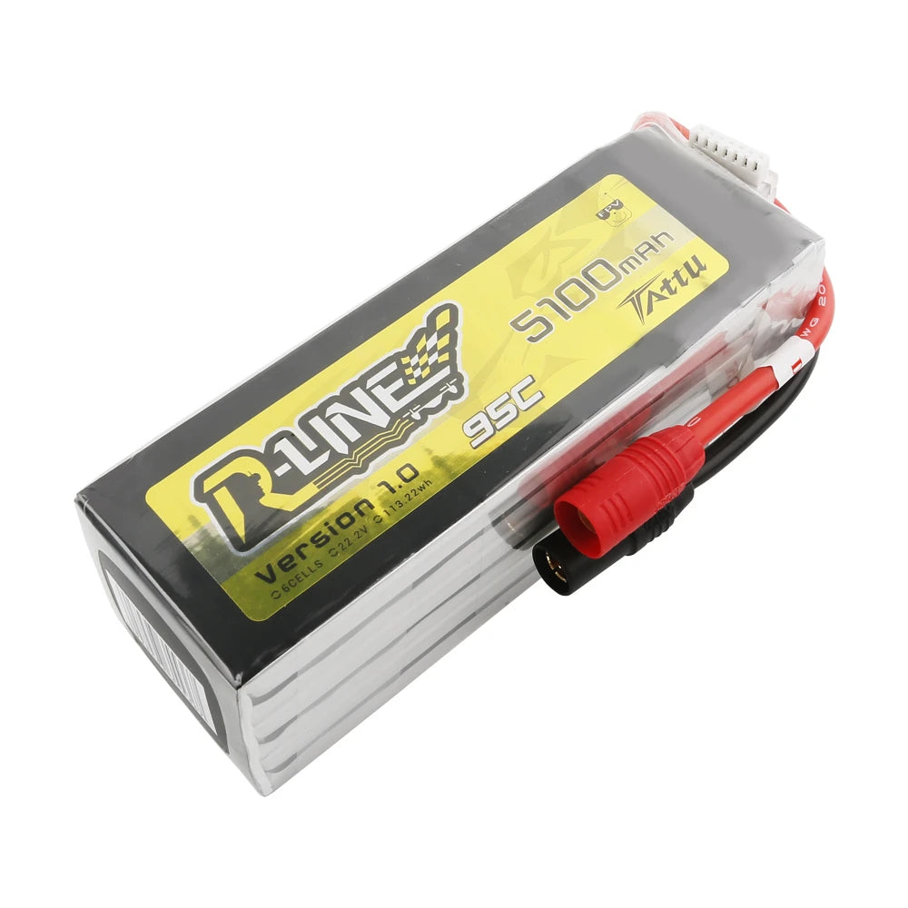 Tattu 5100mAh 6S 95C 22.2V Lipo Battery | AS150 Plug | R-Line 1.0
