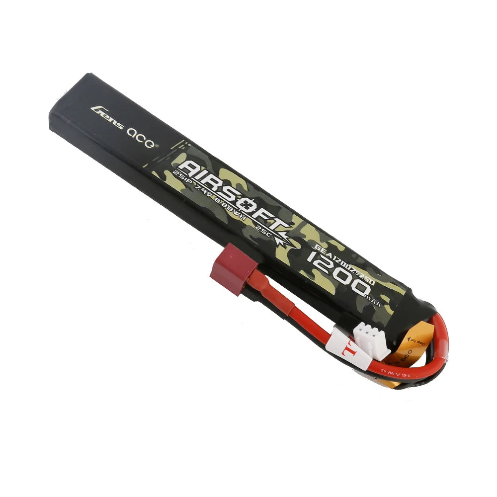 Gens ace 1200mAh 2S 25C 7.4V Lipo Battery | Deans Plug | Airsoft