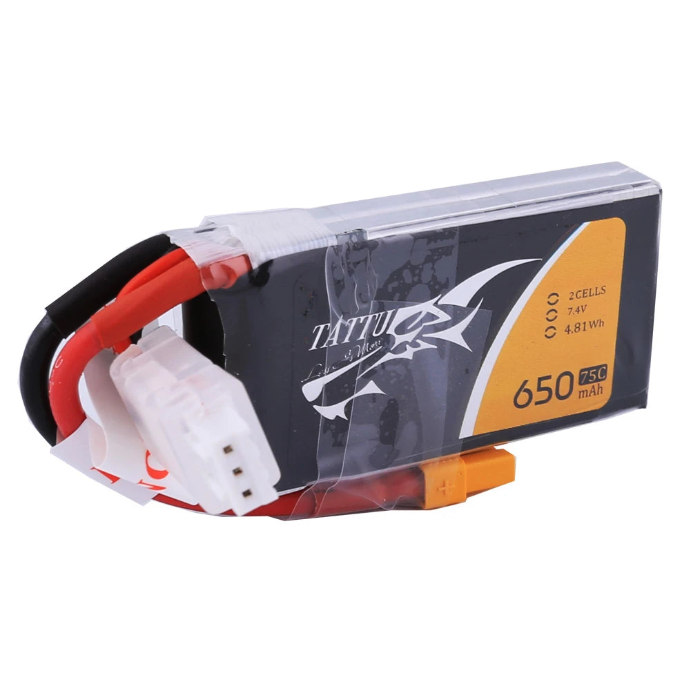 Tattu 650mAh 2S 75C 7.4V Lipo Battery | XT30 Plug | FPV Classic