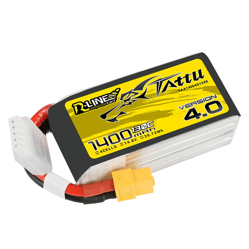 Tattu 1400mAh 4S 130C 14.8V Lipo Battery | XT60 Plug | R-Line 4.0