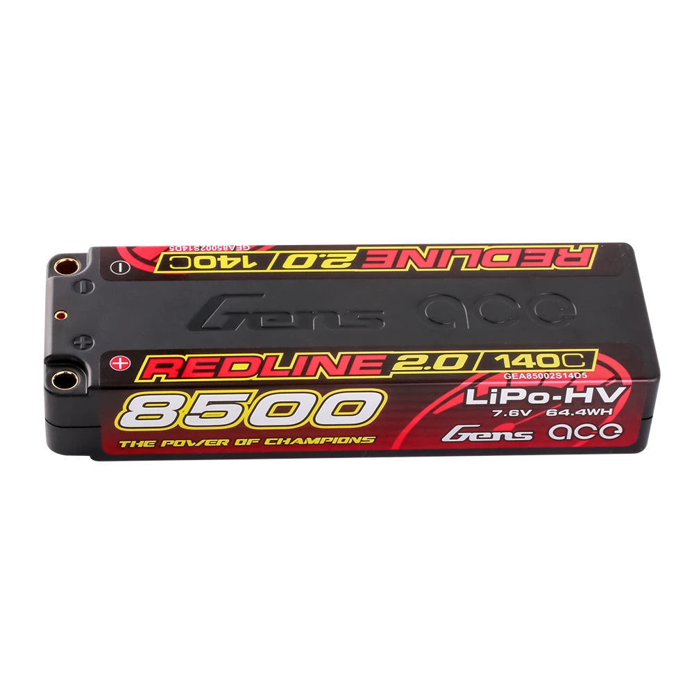 Gens ace 8500mAh 2S 140C 7.6V(HV) Lipo Battery | 5.0mm bullet | Redline 2.0