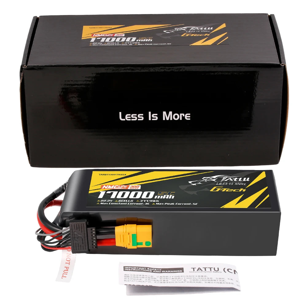 Tattu 17000mAh 6S 10C 22.2V Lipo Battery | XT90S-F Plug | Semi-solid