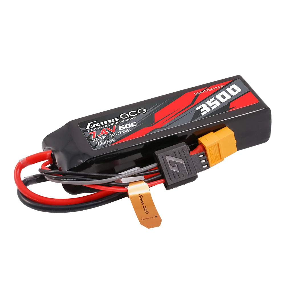 Gens ace 3500mAh 2S 60C 7.4V Lipo Battery | XT60 Plug | Car Classic