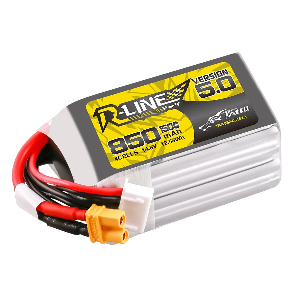 Tattu 850mAh 4S 150C 14.8V Lipo Battery | XT30U-F Plug | R-Line 5.0