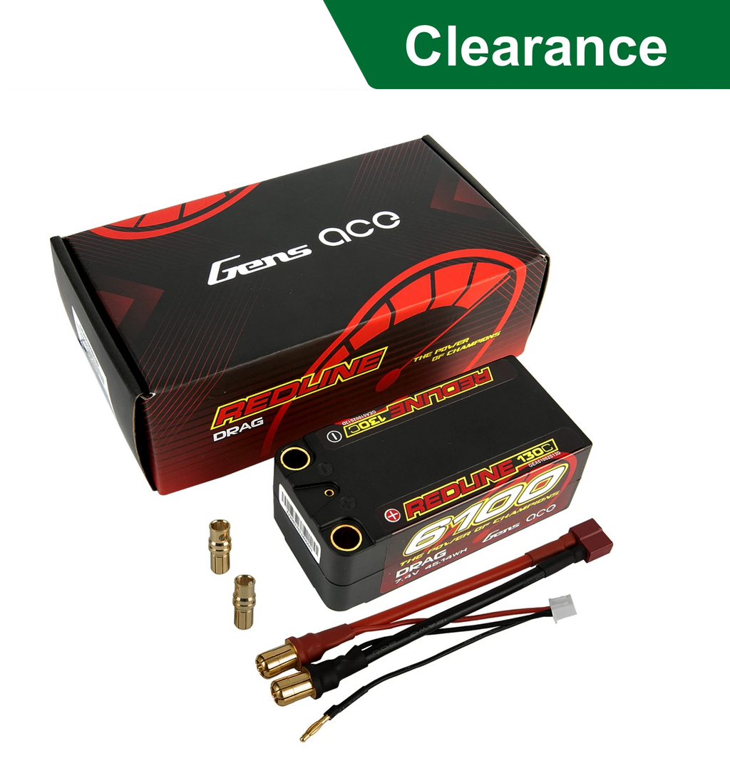 Gens ace 6100mAh 2S 130C 7.4V Shorty Lipo Battery | 8.0mm bullet | Redline 1.0