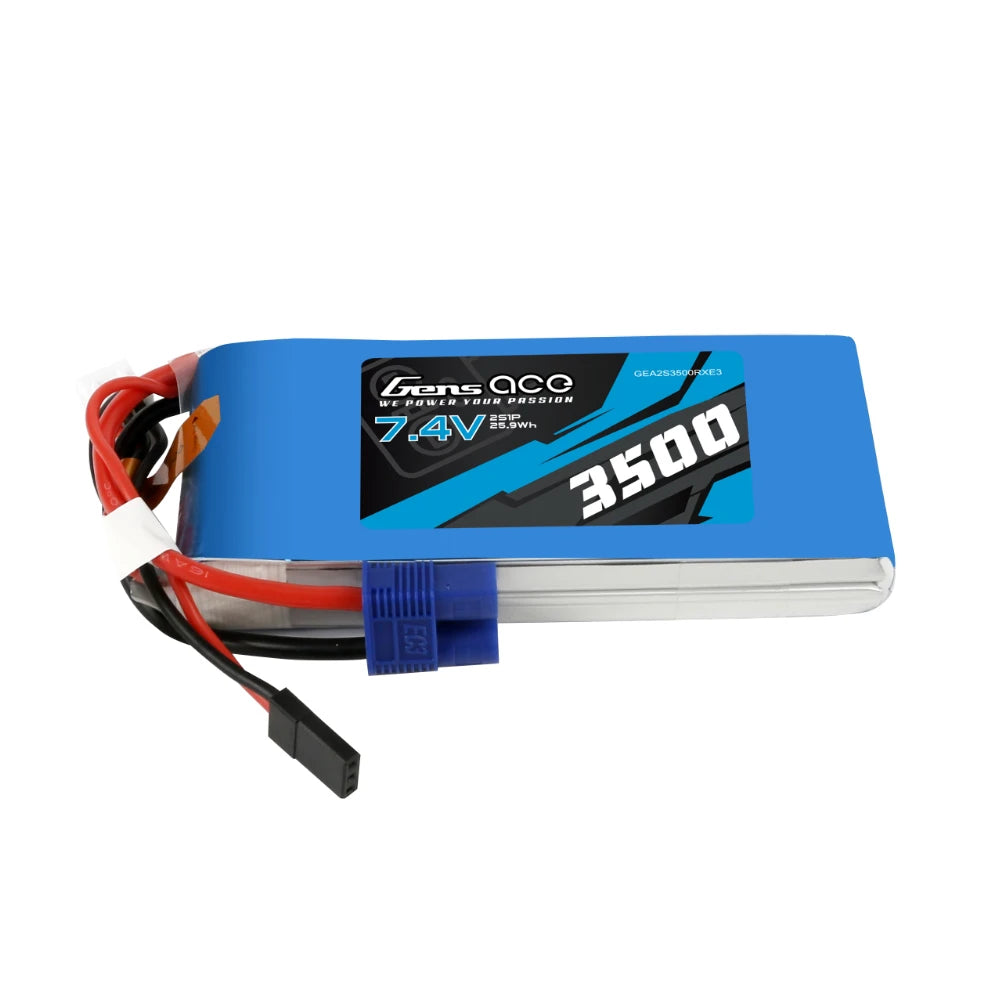 Gens ace 3500mAh 2S 7.4V Lipo Battery | EC3 / JR Plug | TX&RX