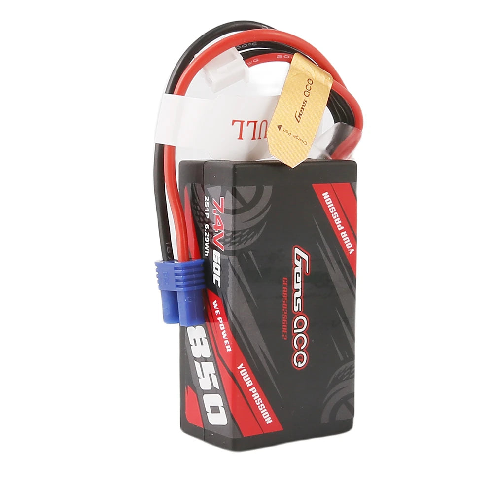 Gens ace 850mAh 2S 60C 7.4V Lipo Battery | EC2 Plug | Car Classic (Non-G-Tech)