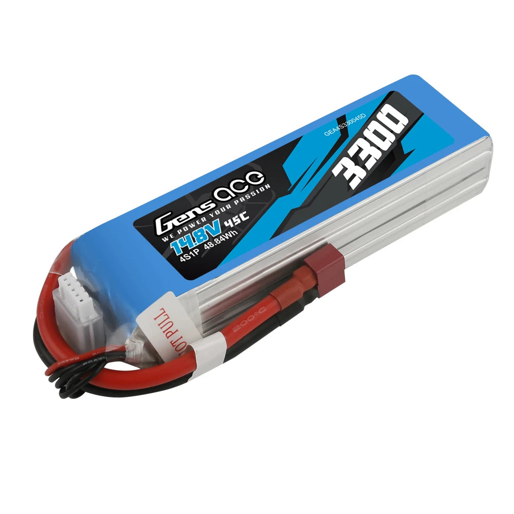 Gens ace 3300mAh 4S 45C 14.8V Lipo Battery | Deans Plug | Air Classic (Non-G-Tech)
