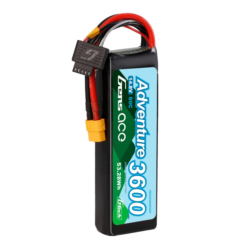 Gens ace 3600mAh 4S 60C 14.8V Lipo Battery | XT60 Plug | Adventure