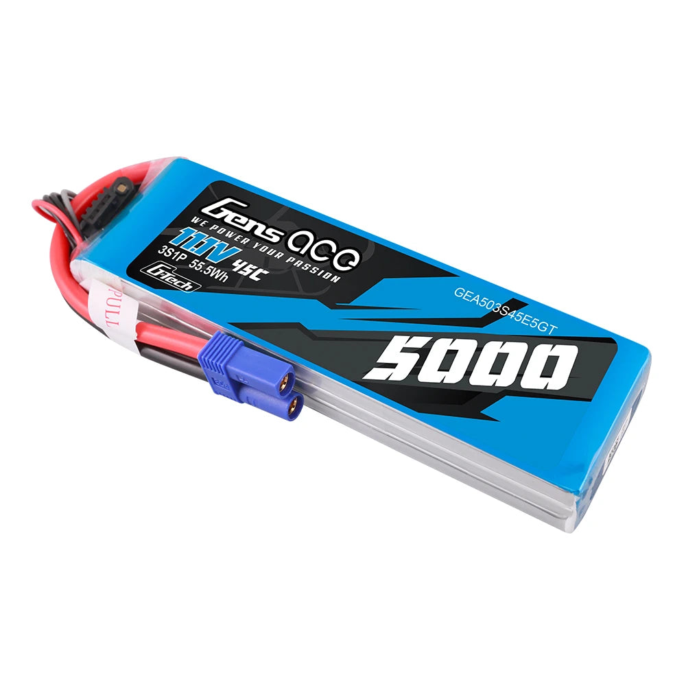 Gens ace 5000mAh 3S 45C 11.1V Lipo Battery | EC5 Plug | Air Classic