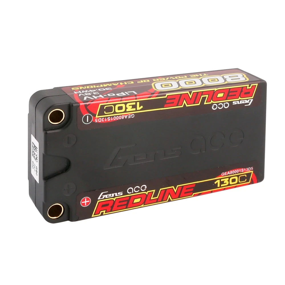 Gens ace 8000mAh 1S 130C 3.8V(HV) Shorty Lipo Battery | 5.0mm bullet | Redline 1.0