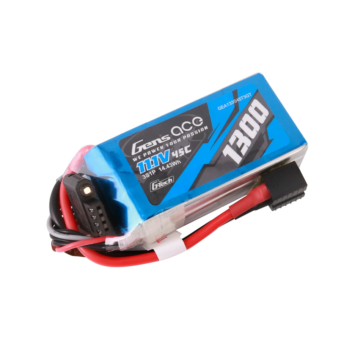 Gens ace 1300mAh 3S 45C 11.1V Lipo Battery | EC3+Deans | Air Classic