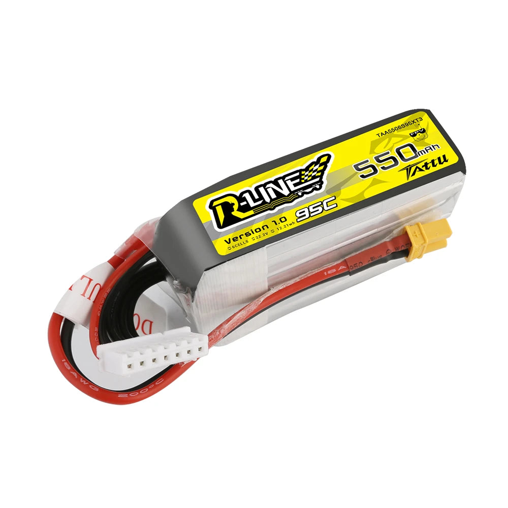 Tattu 550mAh 6S 95C 22.2V R-Line Lipo Battery Pack with XT30 Plug