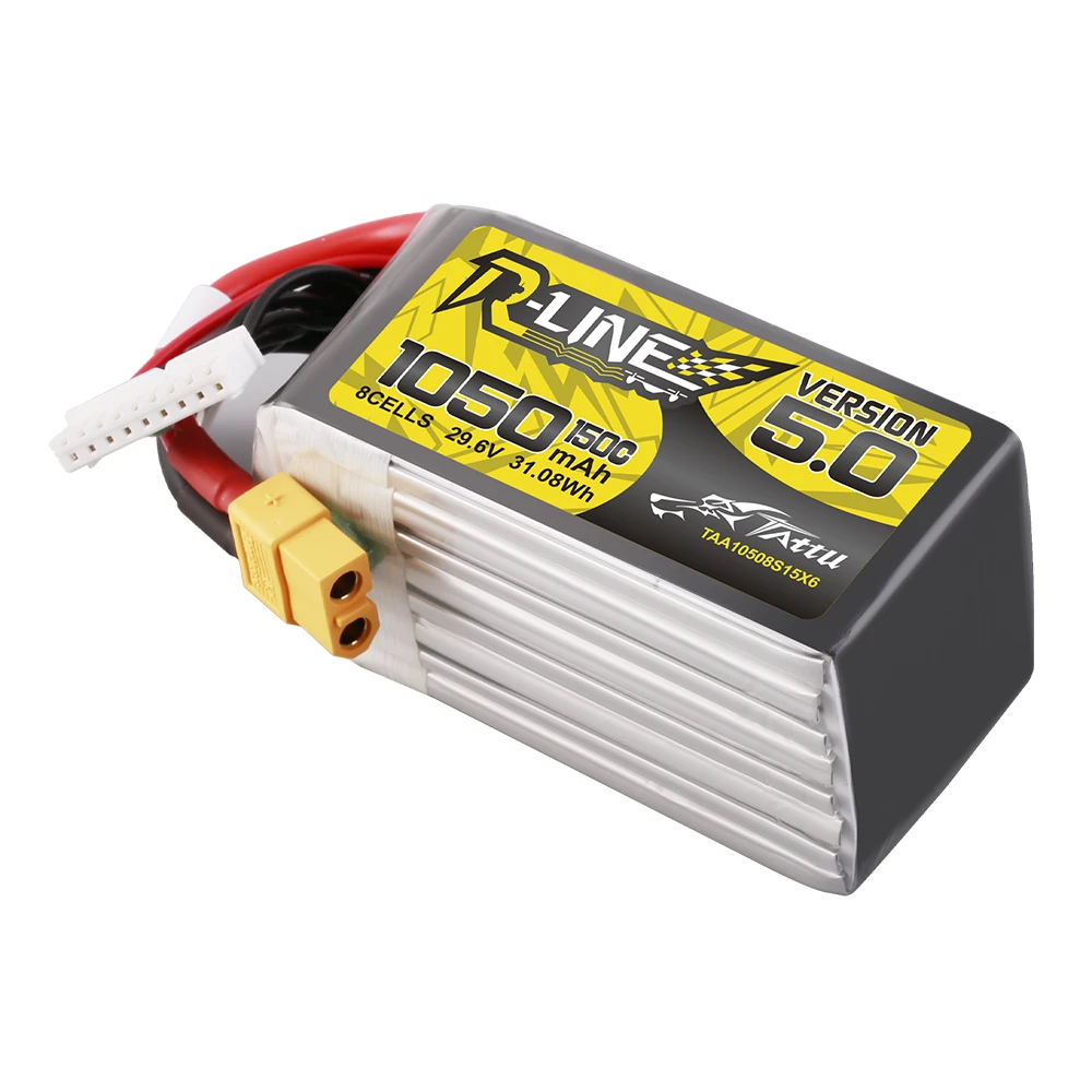 Tattu 1050mAh 8S 150C 29.6V Lipo Battery | XT60 Plug | R-Line 5.0