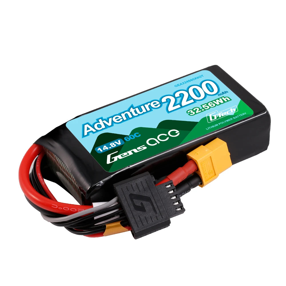 Gens ace 2200mAh 4S 60C 14.8V Lipo Battery | XT60 Plug | Adventure