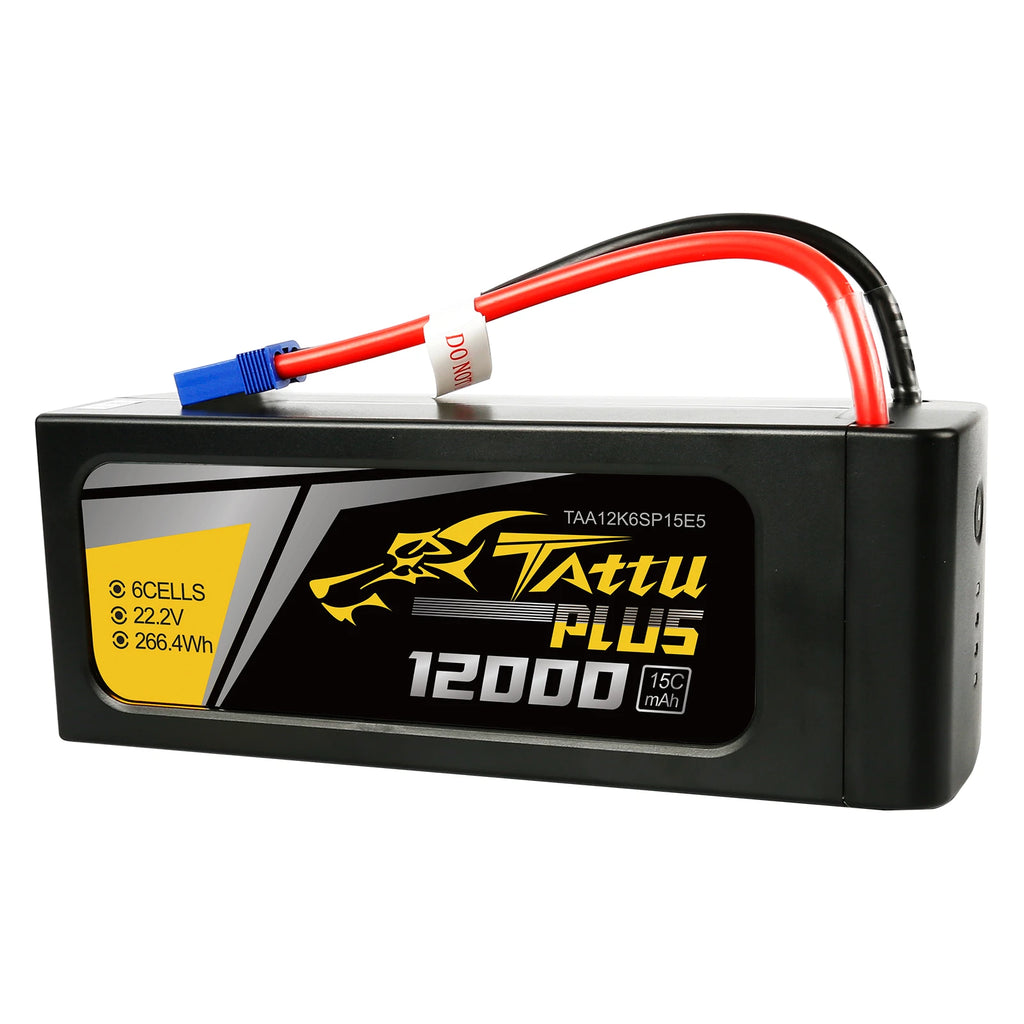 Tattu 12000mAh 6S 15C 22.2V Smart Lipo Battery | EC5 Plug | Tattu Plus (New Version)