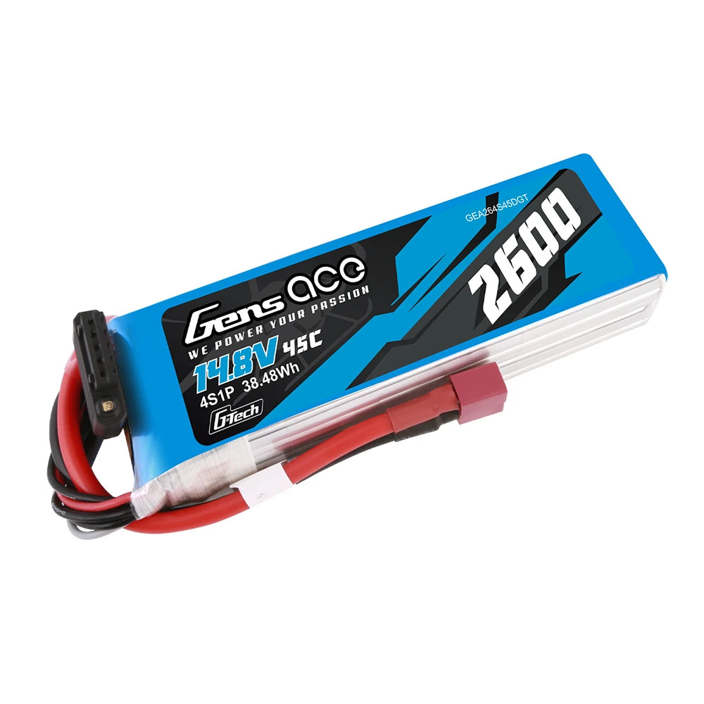 Gens ace 2600mAh 4S 45C 14.8V Lipo Battery | Deans Plug | Air Classic