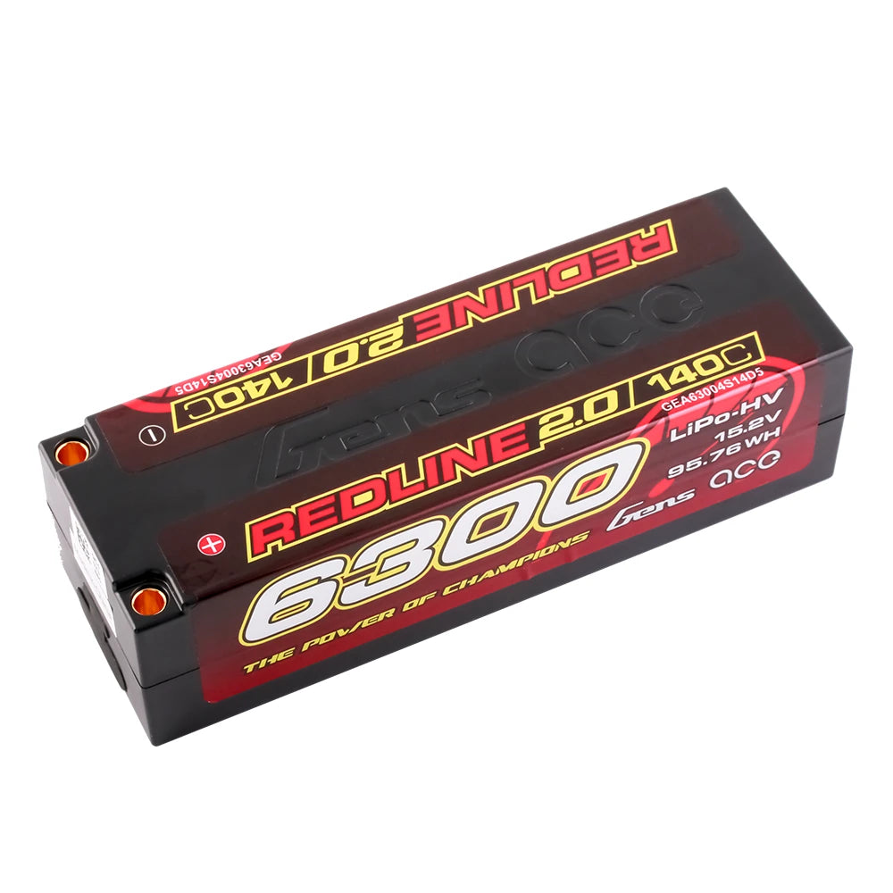 Gens ace 6300mAh 4S 140C 15.2V(HV) Lipo Battery | 5.0mm bullet | Redline 2.0