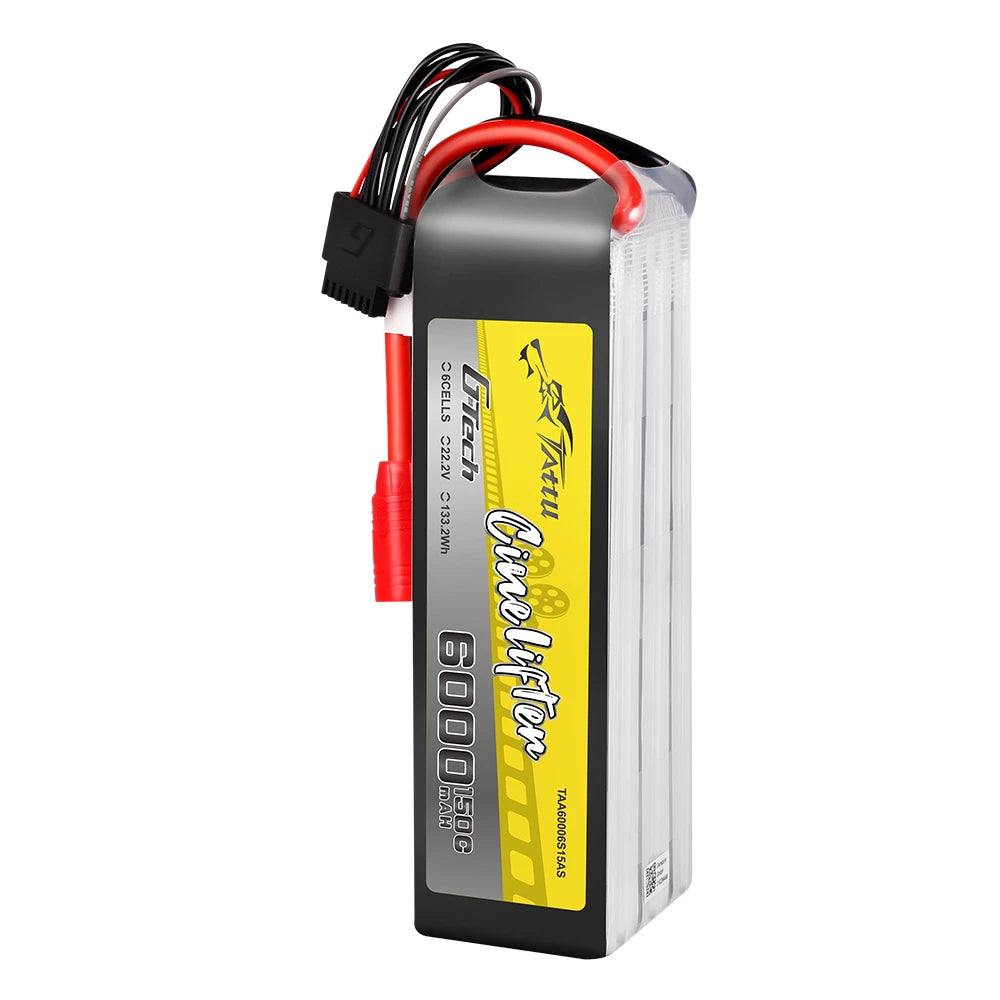 Tattu 6000mAh 6S 150C 22.2V Lipo Battery | AS150 Plug | UAV Classic (Cinelifter)