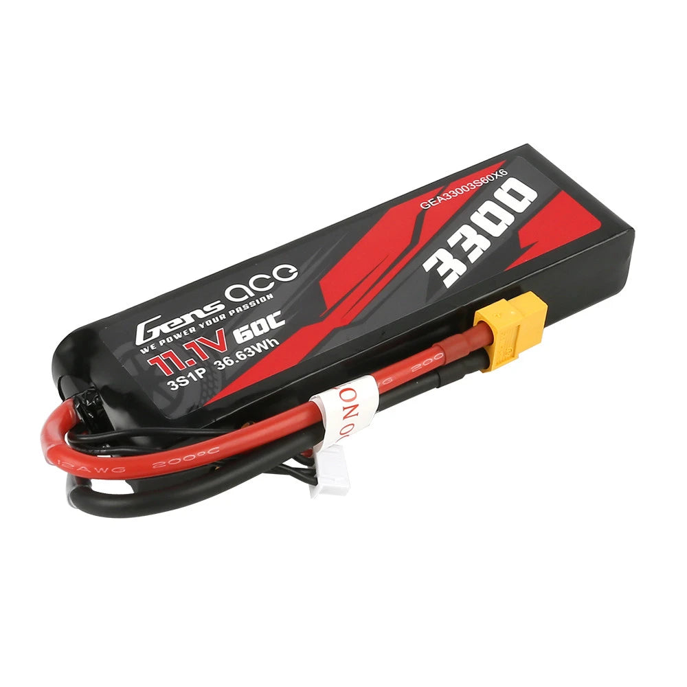Gens ace 3300mAh 3S 60C 11.1V Lipo Battery | XT60 Plug | Car Classic