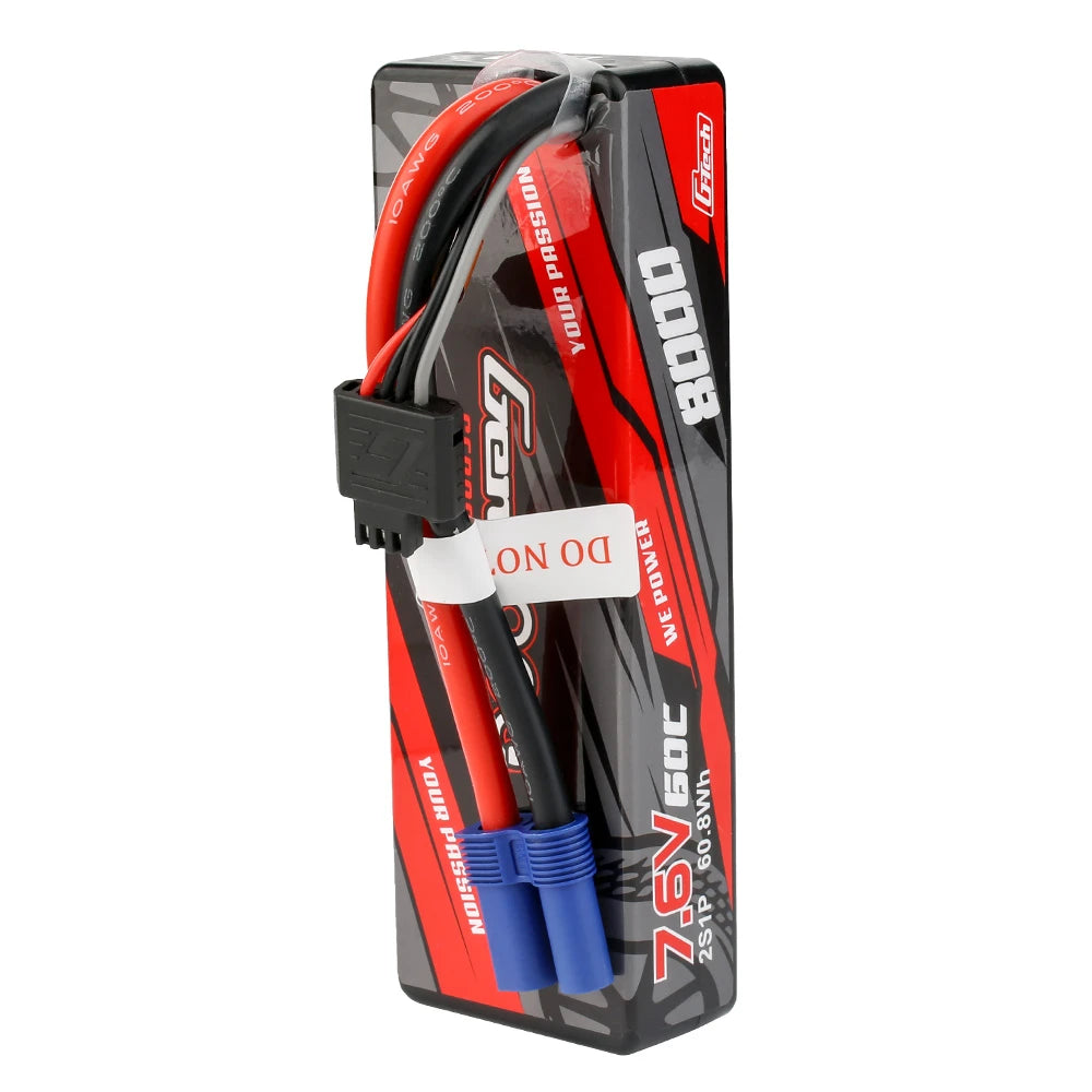 Gens ace 8000mAh 2S 60C 7.6V(HV) Lipo Battery | Hardcase | EC5 Plug | Car Classic