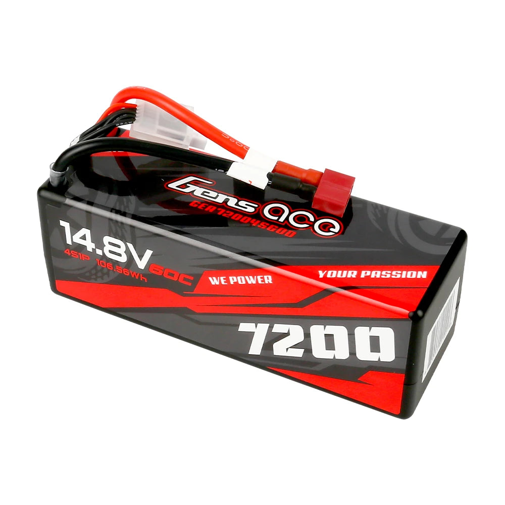 Gens ace 7200mAh 4S 60C 14.8V Lipo Battery | Hardcase | Deans Plug | Car Classic (Non-G-Tech)
